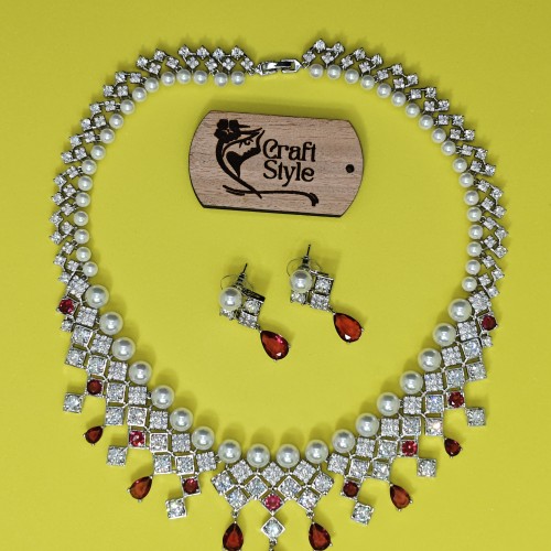 Pearl Bead Diamond Cut Necklace YMC1033/9