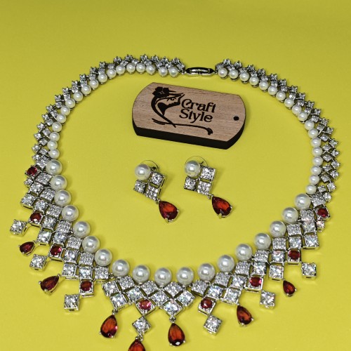 Pearl Bead Diamond Cut Necklace YMC1033/9