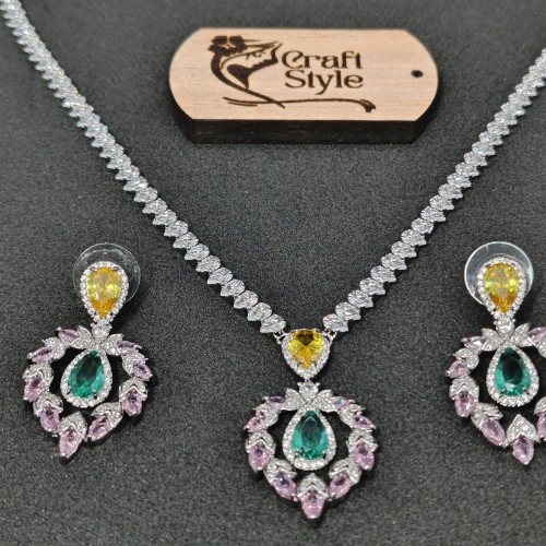 Pink Buds Diamond Cut Necklace YMC1033/11