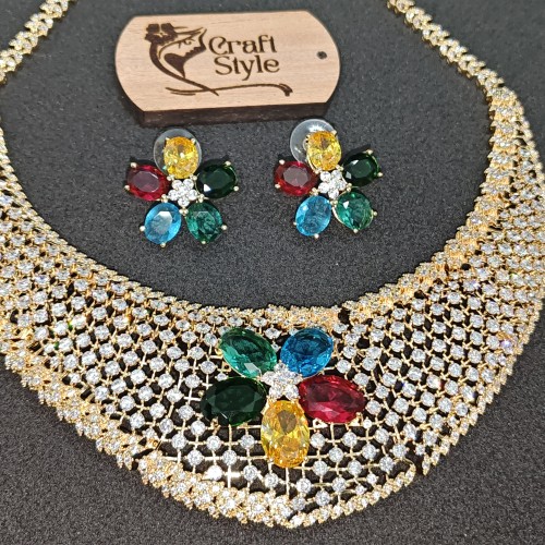 Colorful Diamond Cut Necklace YMC1033/12