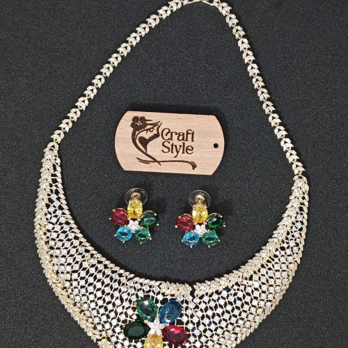 Colorful Diamond Cut Necklace YMC1033/12