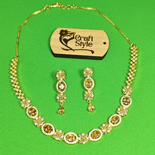 Diamond Cuts Necklace Set/Ex-1-H20607-1-1850-Golden