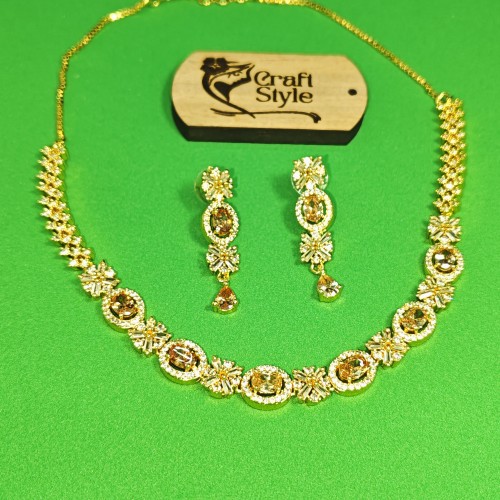 Diamond Cuts Necklace Set/Ex-1-H20607-1-1850-Golden
