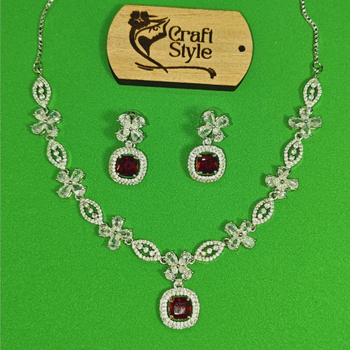 Diamond Cuts Necklace Set/Ex-1-H20607-3A-1750-Golden