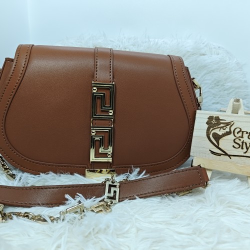 Versace Leather Ladies Bag-Brown