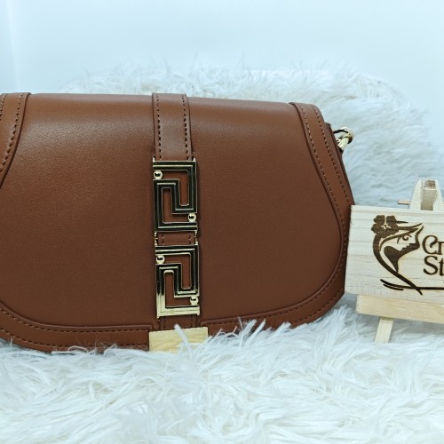 Versace Leather Ladies Bag-Brown