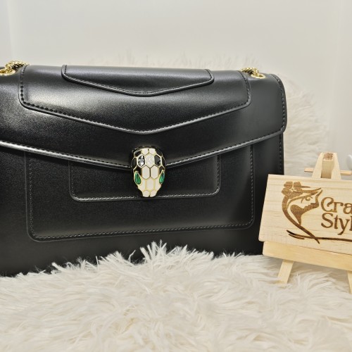 SNAKE HEAD LEATHER HANDBAG