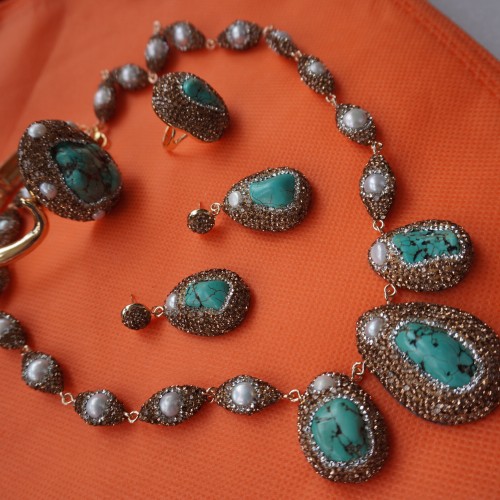 Natural Stone Necklace Set ANG767/6Pest