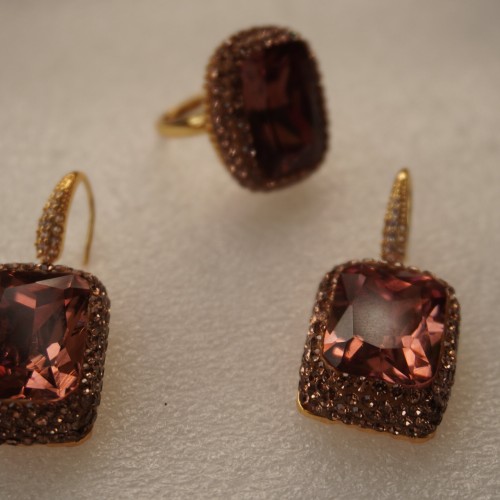 Natural Stone Necklace Set ANG767/7/Coffee