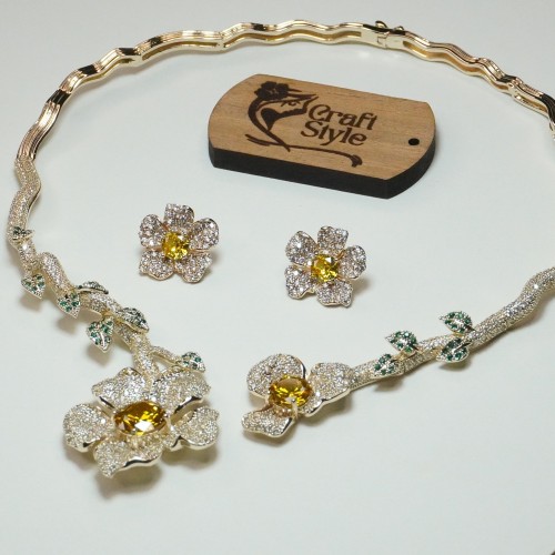Floral Diamond Cut Necklace YMC1033/3