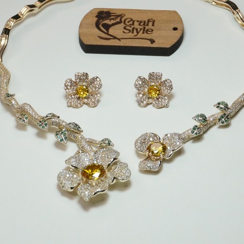 Floral Diamond Cut Necklace YMC1033/3