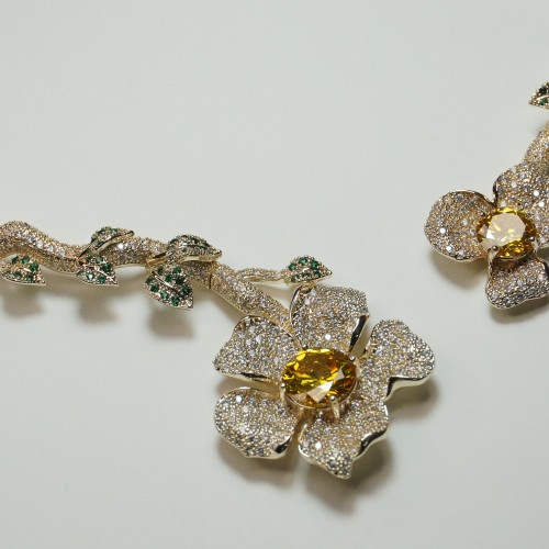 Floral Diamond Cut Necklace YMC1033/3