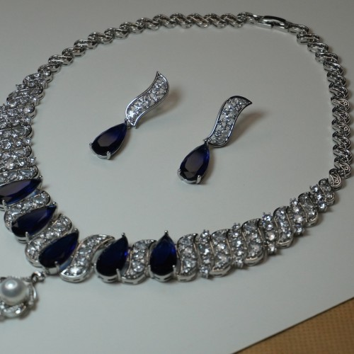 Blue Drops Diamond Cut Necklace YMC1033/6-1