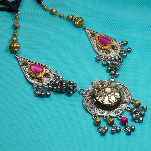 Oxidize Pink Necklace Set K68/2