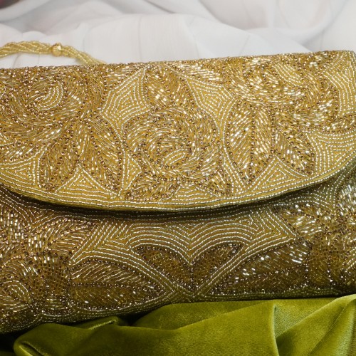 Traditional Gold Beaded Clutch – Bridal &amp; Party Handbag LP2165/2