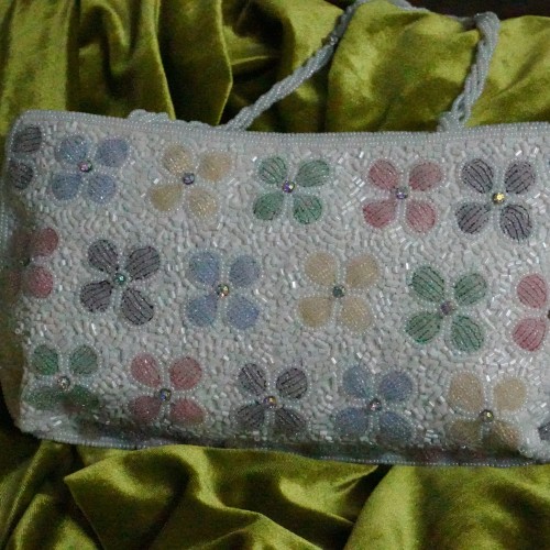 Pastel Floral Beaded Clutch – Handmade Party Purse LP2165/5
