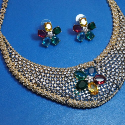 Colorful Diamond Cut Necklace YMC1033/12