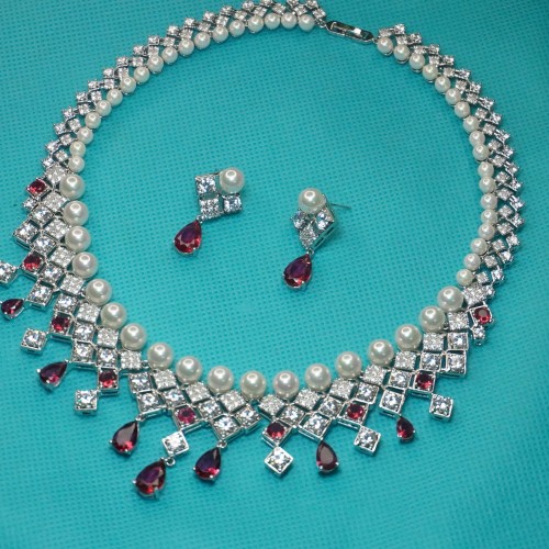 Pearl Bead Diamond Cut Necklace YMC1033/9