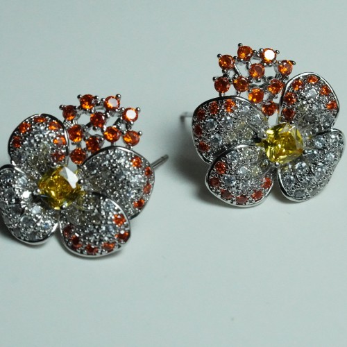 Orange Orchid Diamond Cut Necklace YMC1033/2