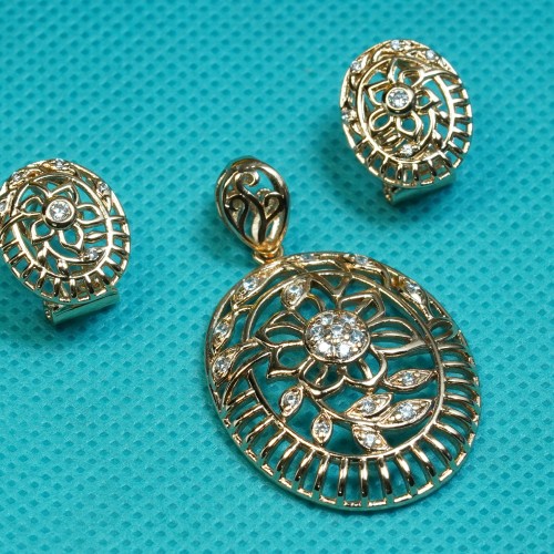 Floral Diamond Cut Pendent Set Xuping60