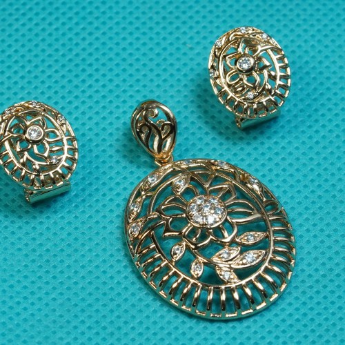 Floral Diamond Cut Pendent Set Xuping60