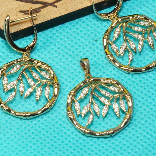 Floral Diamond Cuts Necklace Set Xuping  B67