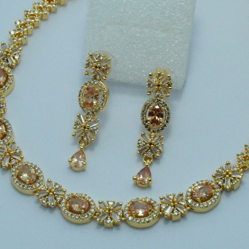 Diamond Cuts Necklace Set/Ex-1-H20607-1-1850-Golden