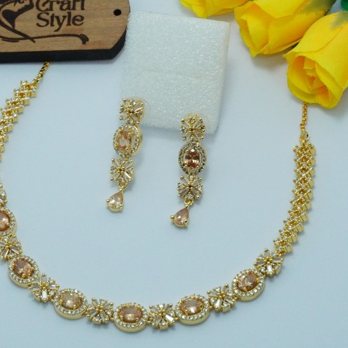 Diamond Cuts Necklace Set/Ex-1-H20607-1-1850-Golden