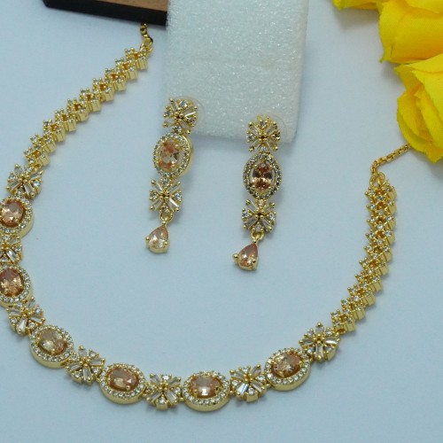 Diamond Cuts Necklace Set/Ex-1-H20607-1-1850-Golden