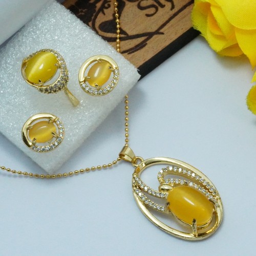 Elegant Yellow Locket Jewelry Set SJF1477/4
