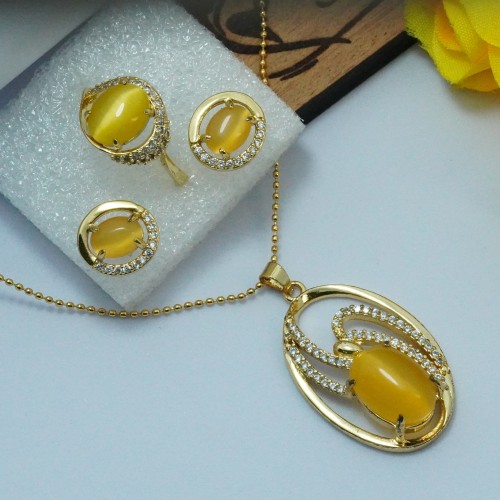 Elegant Yellow Locket Jewelry Set SJF1477/4