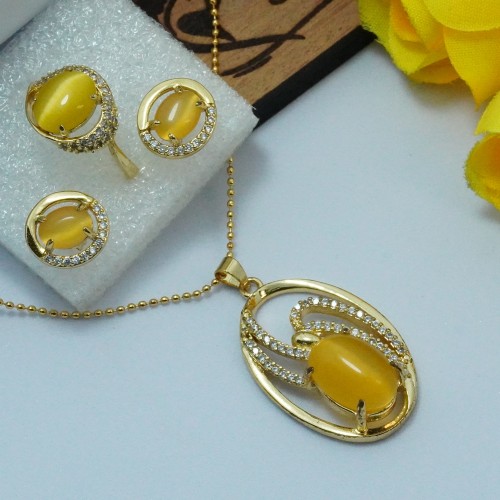 Elegant Yellow Locket Jewelry Set SJF1477/4