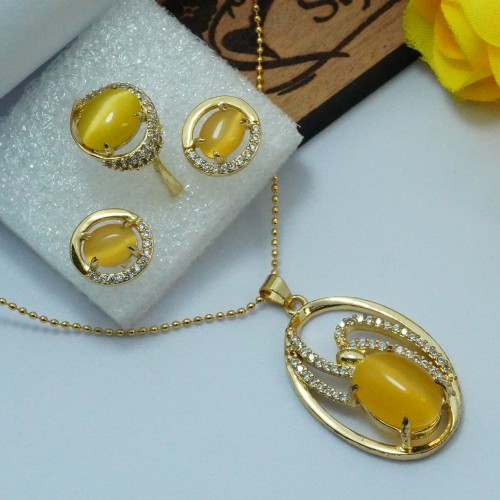 Elegant Yellow Locket Jewelry Set SJF1477/4