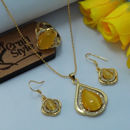 Elegant Floral Yellow Jewelry Set SJF1477/18