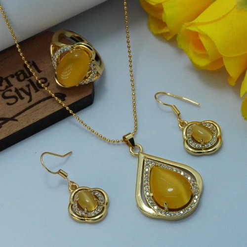 Elegant Floral Yellow Jewelry Set SJF1477/18
