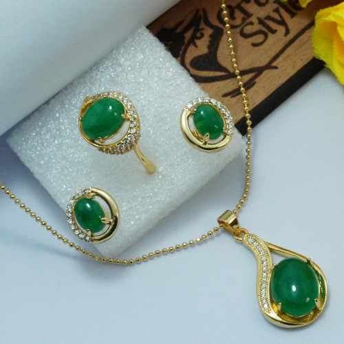 Elegant Green Locket Jewelry Set SJF1477/8