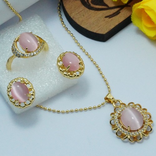 Elegant Baby Pink Locket Jewelry Set SJF1477/11