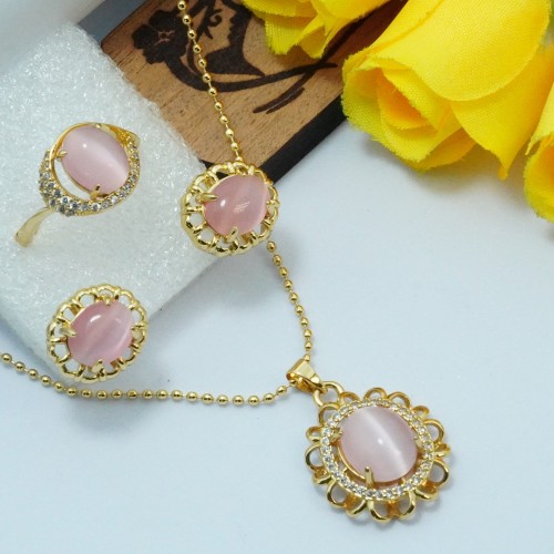 Elegant Baby Pink Locket Jewelry Set SJF1477/11