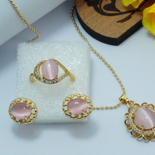 Elegant Baby Pink Locket Jewelry Set SJF1477/11