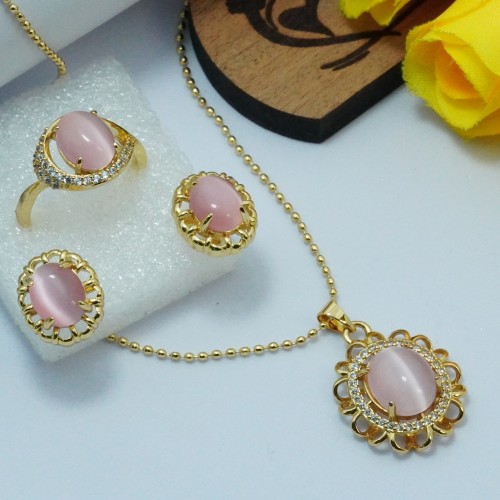 Elegant Baby Pink Locket Jewelry Set SJF1477/11