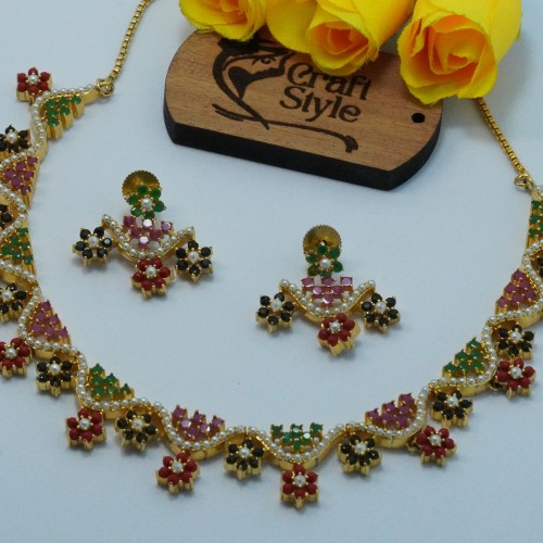 Original Stone Necklace Set | Gold Polish Real Stone Jewelry | Craft Style BD