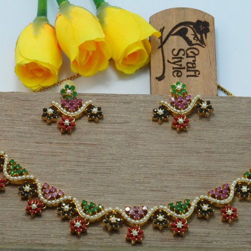 Original Stone Necklace Set | Gold Polish Real Stone Jewelry | Craft Style BD