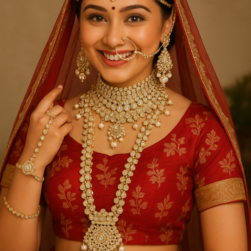 Premium Kundan Bridal Jewelry Set | Dulhan Set H23467/1