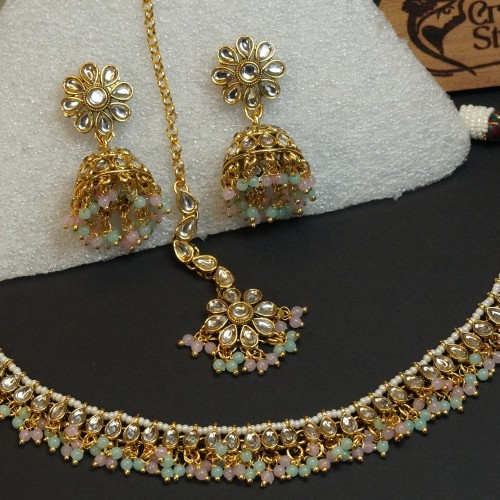Pink &amp; Pastel Kundan Choker Set H23469/2