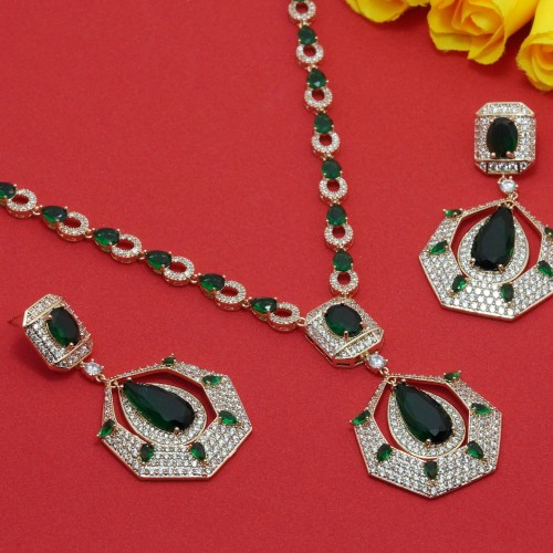 Green Stone Diamond Cut Necklace YMC1033/8