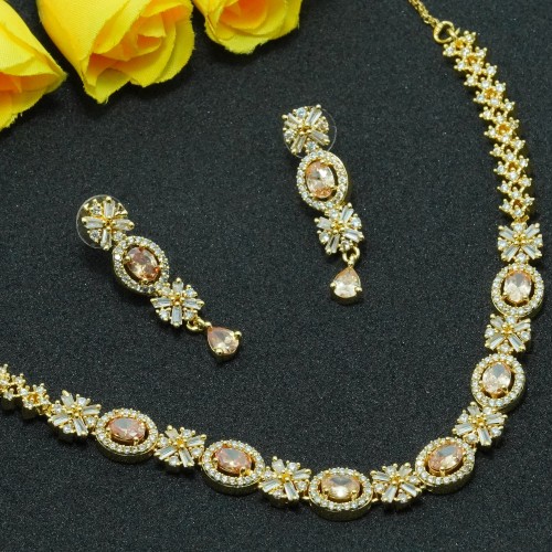 Diamond Cuts Necklace Set/Ex-1-H20607-1-1850-Golden