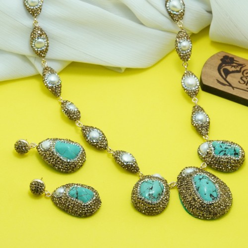 Natural Stone Pearl Necklace Set ANG767/6Pest