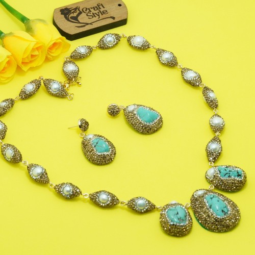 Natural Stone Pearl Necklace Set ANG767/6Pest