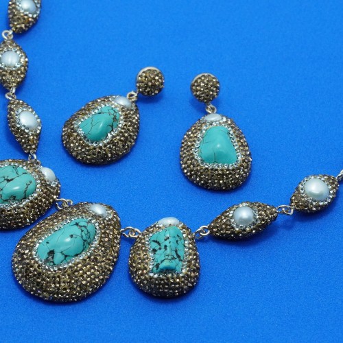 Natural Stone Pearl Necklace Set ANG767/6Pest