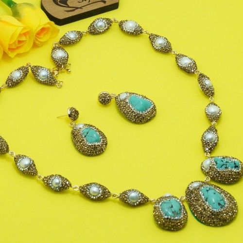 Natural Stone Pearl Necklace Set ANG767/6Pest